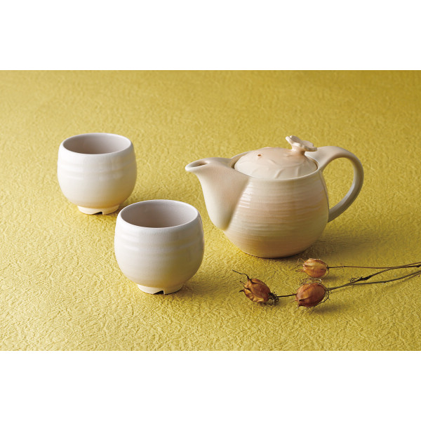 萩焼　姫土　茶の間セット（茶コシ付）のサムネイル画像2