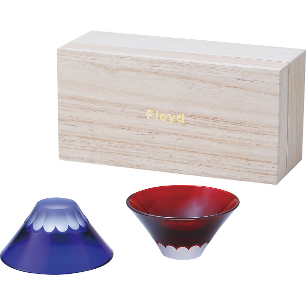 フロイド 富士江戸切子 カップル(桐箱入)ブルー&レッド