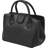 良品工房　日本製牛革ジャバラ式手提バッグ ブラック 