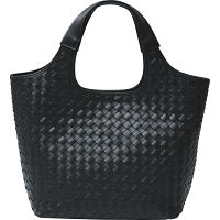 良品工房　日本製牛革　編込みバッグ 黒 