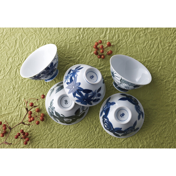波佐見焼　花絵変り　茶漬揃のサムネイル画像1