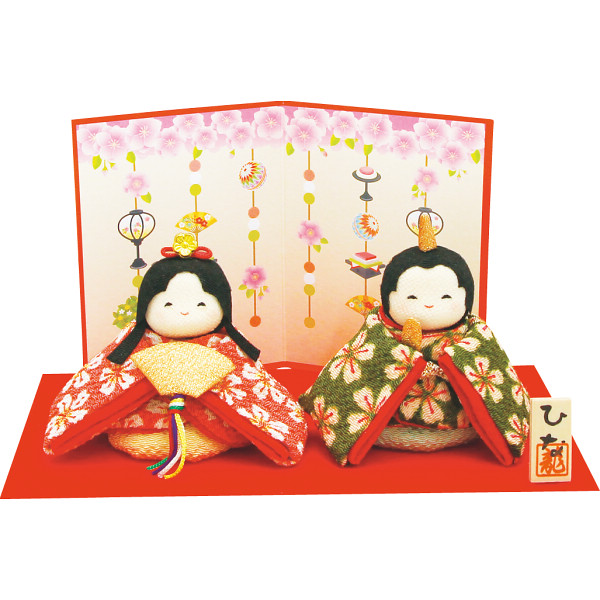 ぽてりひな2人(桜)はんなり屏風付