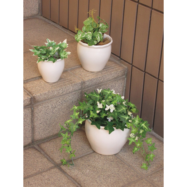 陶器植木鉢３点セット ホワイトのサムネイル画像1