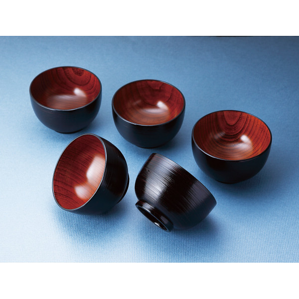 さび漆　はけ目　大椀揃のサムネイル画像1