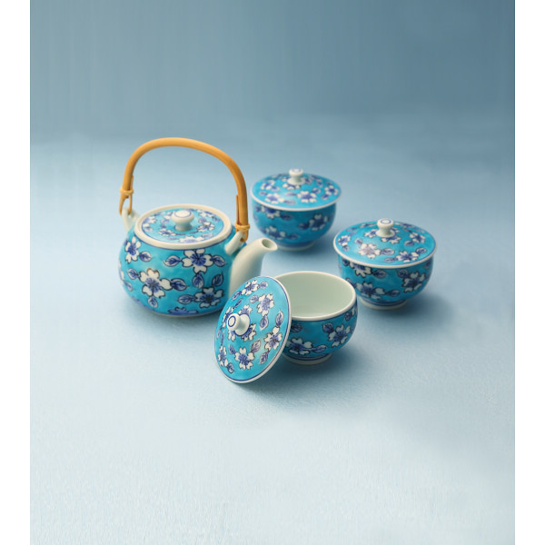 有田焼　福丈窯　染錦緑彩桜絵　番茶器揃のサムネイル画像1