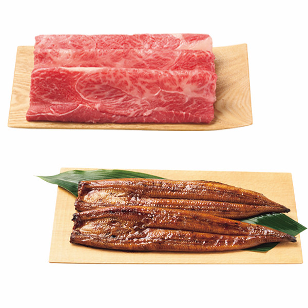 神戸ビーフ（モモすき焼き肉）＆鹿児島県産　うなぎの蒲焼セット