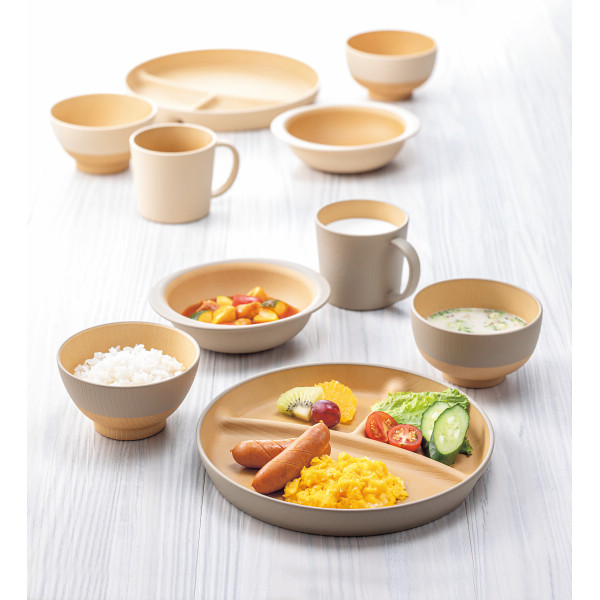 やさしい彩り　抗菌食育５点セット あま色のサムネイル画像1