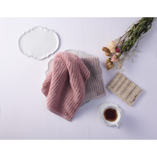 極ふわ　やさしいたおる　エレガントライン　フェイスタオル２枚セット ライトグレーのサムネイル画像1