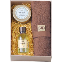 ＳＡＢＯＮ　シャワーオイル５０ｍｌ＆ボディスクラブ６０ｇ＆オーガニックタオル