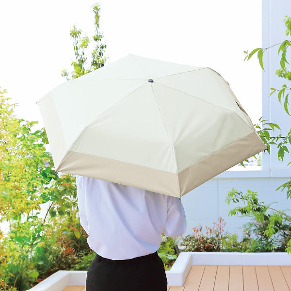 ジミージー　晴雨兼用　ＵＶ加工　軽量折りたたみ傘（５５ｃｍ）遮熱タイプ オフホワイト・ベージュ２のサムネイル画像7