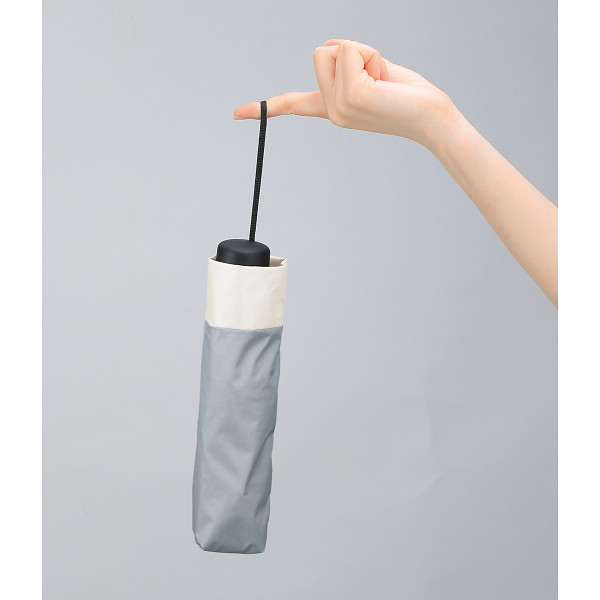 ジミージー　晴雨兼用　ＵＶ加工　軽量折りたたみ傘（５５ｃｍ）遮熱タイプ グレー・オフホワイト２のサムネイル画像3