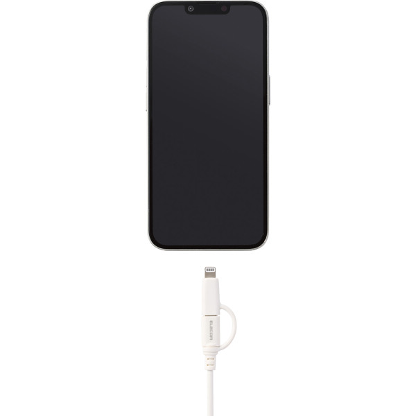 エレコム　２ｉｎ１ケーブル　ＵＳＢ－Ｃ＋Ｌｉｇｈｔｎｉｎｇ　１ｍ ホワイトのサムネイル画像1