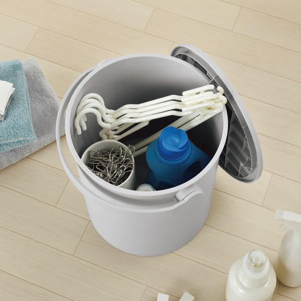 座れるバケツ型収納ボックス（２０ｌ） ライトグレーのサムネイル画像1