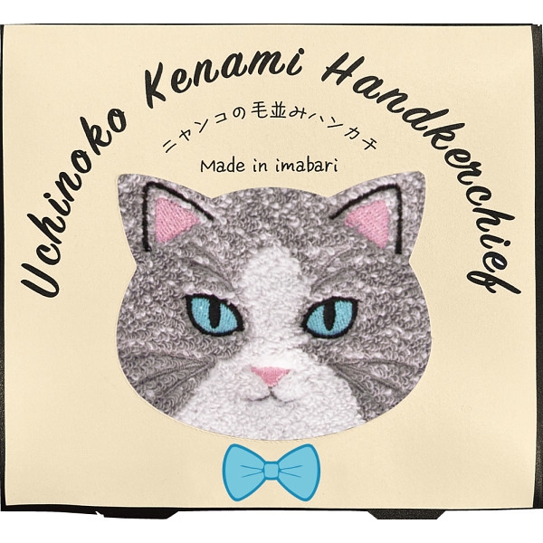 Ｕｃｈｉｎｏｋｏ　ｍａｔｅ　毛並みハンカチ　ハチワレ