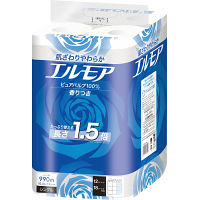 エルモア１．５倍巻トイレットロール１２ロール花の香り シングル（ホワイト） 