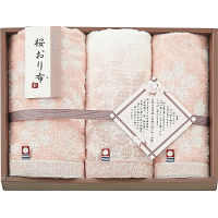 桜おり布　フェイス・ウォッシュタオルセット ピンク 