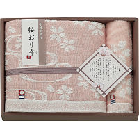 桜おり布　バス・ウォッシュタオルセット ピンク 