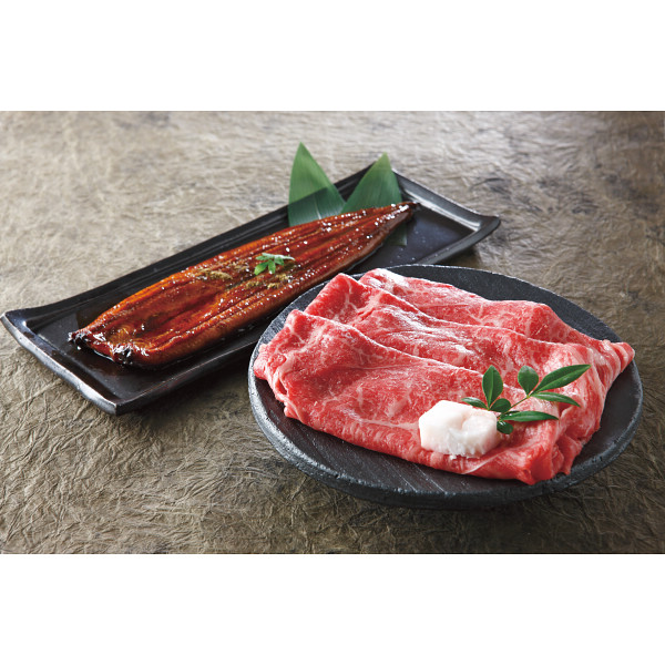 神戸ビーフ（モモすき焼き肉）＆鹿児島県産うなぎ蒲焼のサムネイル画像1