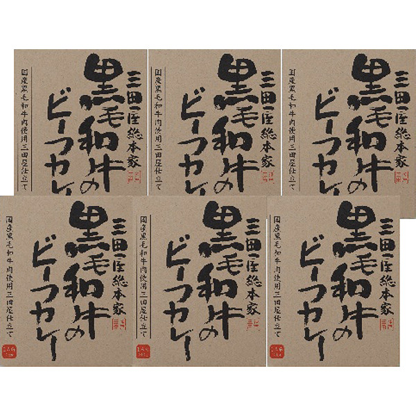 三田屋総本家黒毛和牛のビーフカレー６箱（ギフト箱）のサムネイル画像1