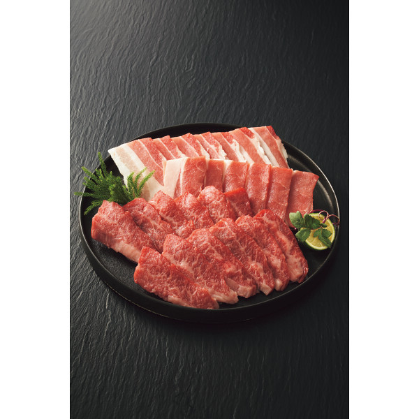 鹿児島黒豚・黒毛和牛　バラ　焼肉セット（計６００ｇ）のサムネイル画像1